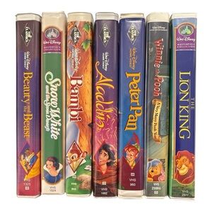 Disney VHS Video 7 Lot Snow White Beauty & Beast Bambi Aladdin Peter Pan Lion